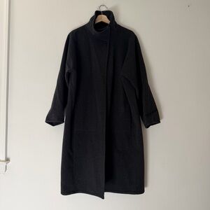 Eileen Fisher Wool Long Coat Charcoal Gray Size Small Classic Quiet Luxury